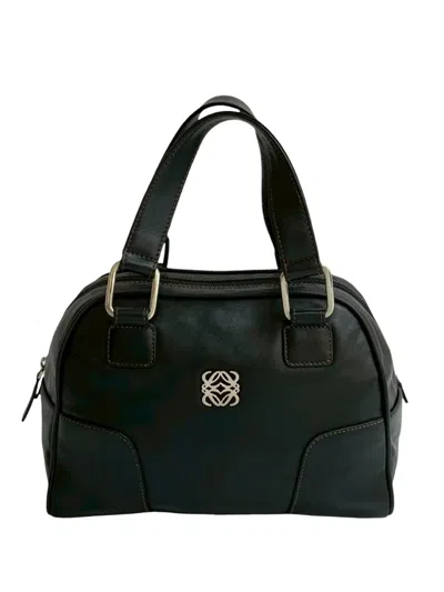 Pre-owned Loewe 2000-2025 Leather Anagram Handbag In Black