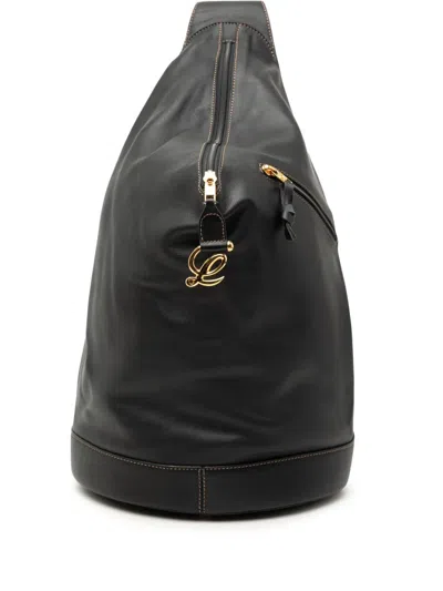 Pre-owned Loewe 2000-2025 Leather Anton Sling Bag Crossbody Bag In Black