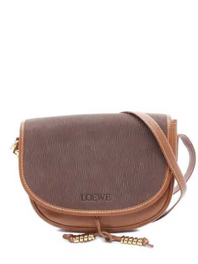 Pre-owned Loewe 2000-2025 Leather Velasquez Twist Crossbody Bag In Brown