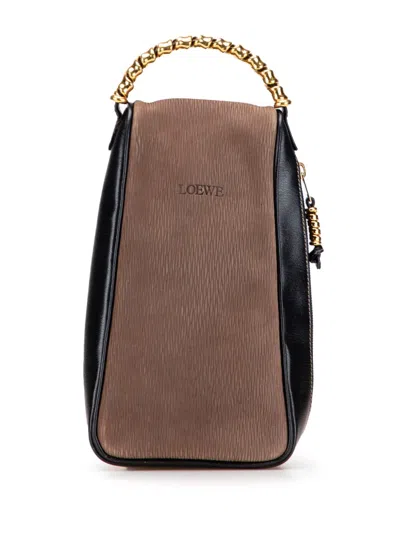 Pre-owned Loewe 2000-2025 Leather Velasquez Twist Top Handle Bag Handbag In Black
