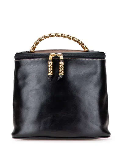 Pre-owned Loewe 2000-2025 Leather Velasquez Twist Vanity Bag In Black