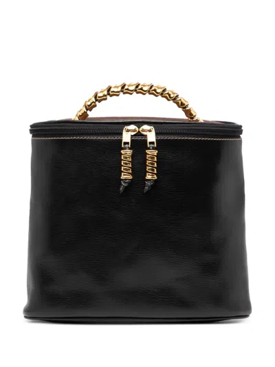 Pre-owned Loewe 2000-2025 Leather Velasquez Twist Vanity Bag In Black