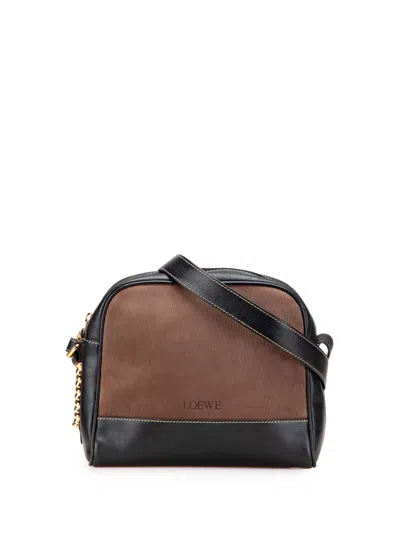 Pre-owned Loewe 2000-2025 Leather Velazquez Twist Crossbody Bag In Black