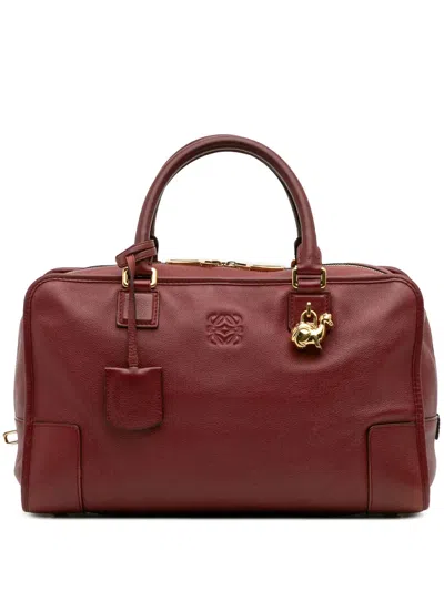 Pre-owned Loewe 2000-2025 Limited Edition Year Of The Dragon Leather Amazona 36 Satchel In Red