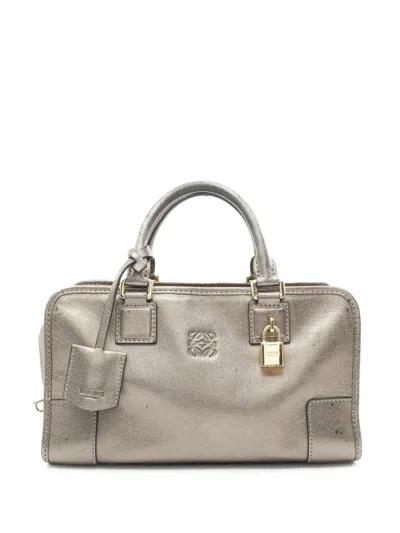 Pre-owned Loewe 2000-2025 Metallic Leather Amazona 28 Handbag In Gold