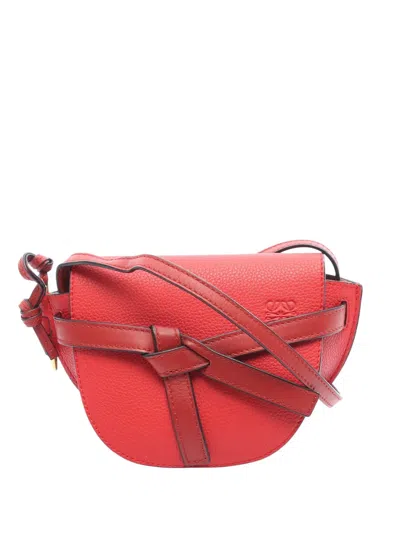 Pre-owned Loewe 2000-2025 Mini Leather Gate Cossbody Crossbody Bag In Red