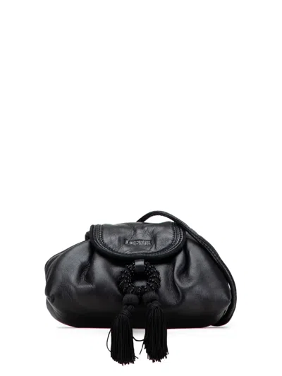 Pre-owned Loewe 2000-2025 Nappa Leather Tassel Crossbody Bag In Black