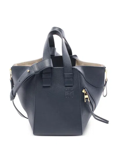 Pre-owned Loewe 2000-2025 Soft Grained Calfskin Compact Hammock Bag Satchel In Blue