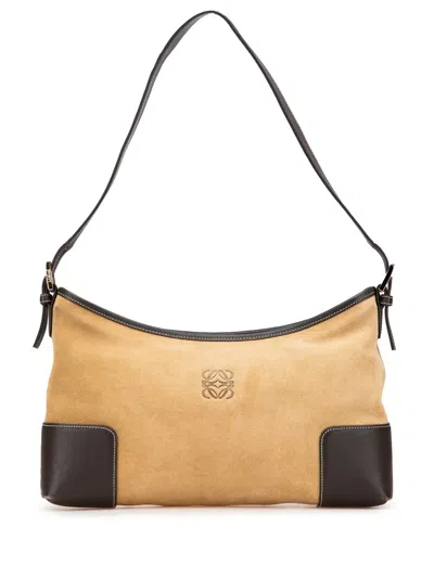 Pre-owned Loewe 2000-2025 Suede Anagram Shoulder Bag In Brown