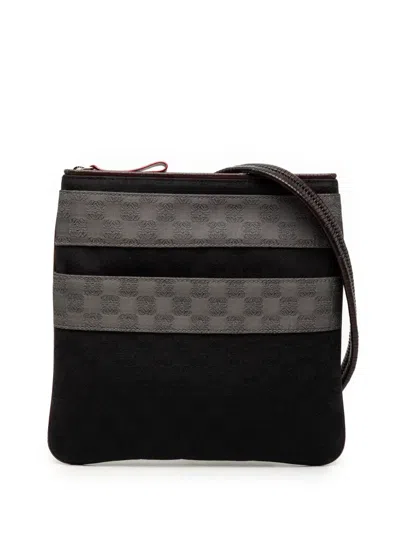 Pre-owned Loewe 2000-2026 Anagram Canvas Crossbody Bag In Black