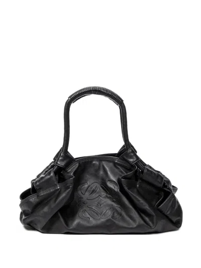 Pre-owned Loewe Nappa-aire Schultertasche Mit Logo-prägung In Black