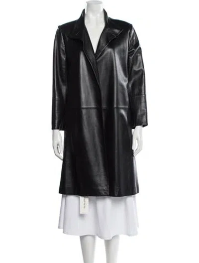 Pre-owned Loewe 2000's Leather Coat In Black