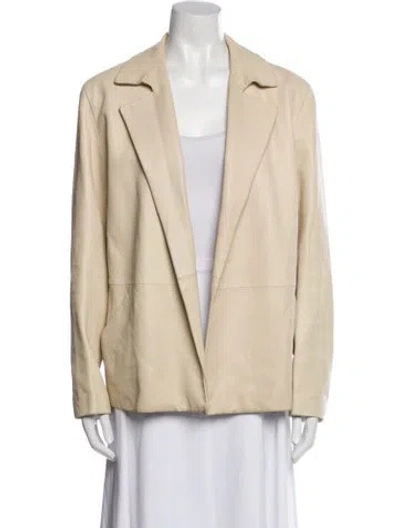 Pre-owned Loewe 2000's Leather Coat In Neutral