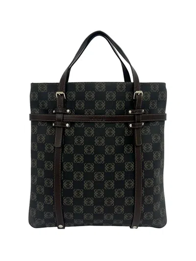 Pre-owned Loewe 2000-2005 Anagram Coated Canvas Tote Bag In Brown