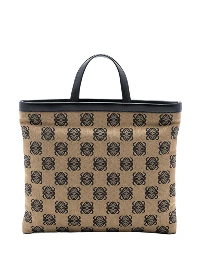 Pre-owned Loewe 2000-2025 Anagram Canvas Tote Bag In Brown