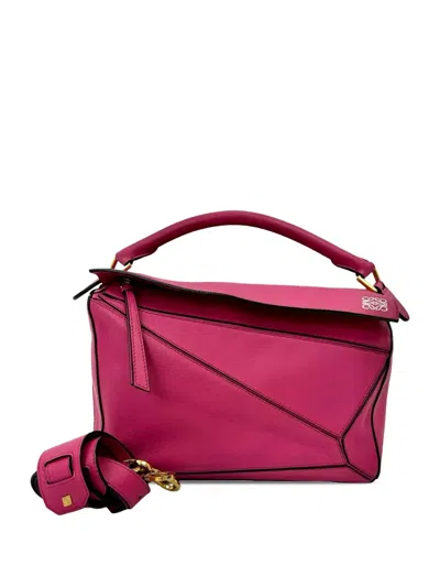 Pre-owned Loewe 2000-2025 Medium Calfskin Puzzle Satchel In Pink