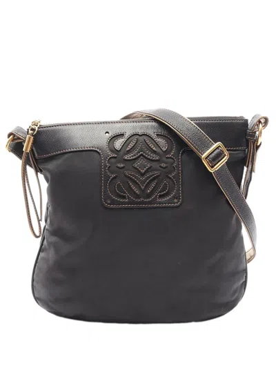Pre-owned Loewe 2000-2026 Anagram Nylon Crossbody Bag In Black