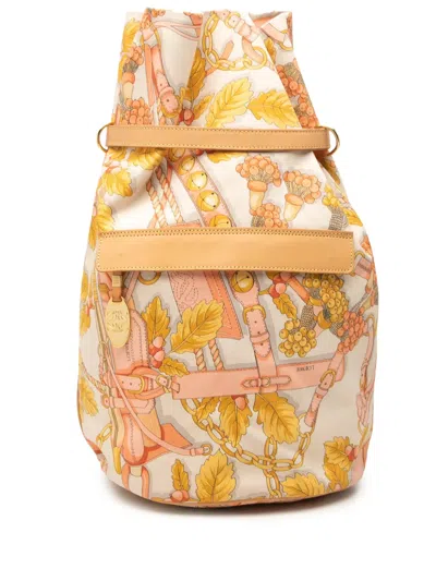 Pre-owned Loewe 2000-2026 Botanical Printed Canvas Backpack In Neutrals