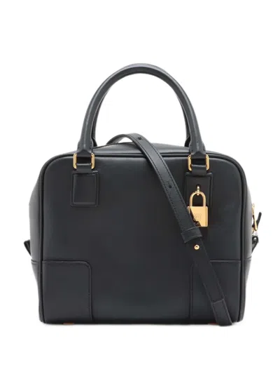 Pre-owned Loewe 2000-2026 Leather Amazona Square 19 Satchel In Black