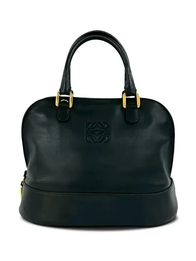Pre-owned Loewe 2000-2026 Leather Anagram Handbag In Black