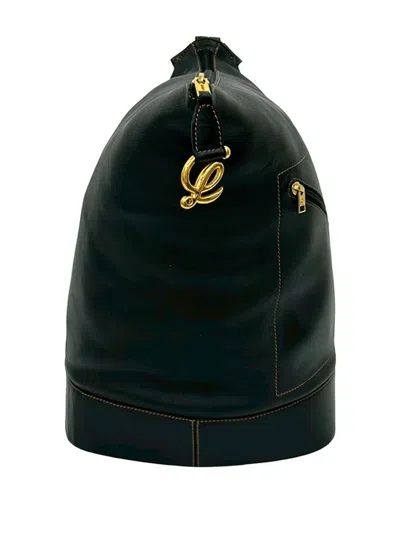Pre-owned Loewe 2000-2026 Leather Anton Backpack In Black