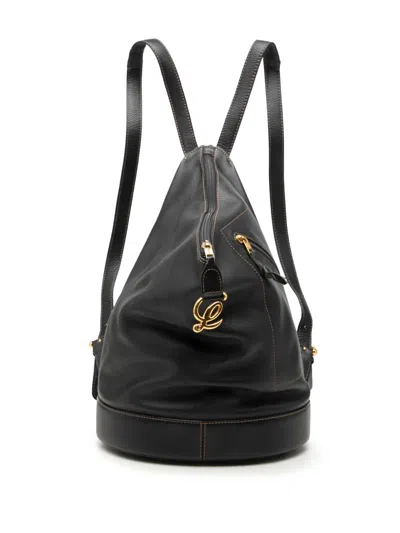 Pre-owned Loewe 2000-2026 Leather Anton Backpack In Black