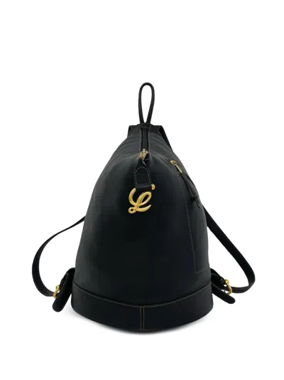 Pre-owned Loewe 2000-2026 Leather Anton Backpack In Black