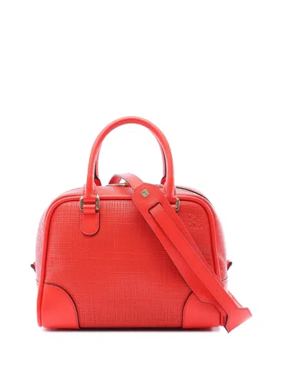 Pre-owned Loewe 2000-2026 Medium Leather Amazona 75 Satchel In Red