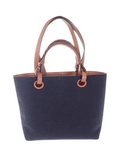 Pre-owned Loewe 2000-2026 Small Love Anagram Wool Tote Satchel In Blue
