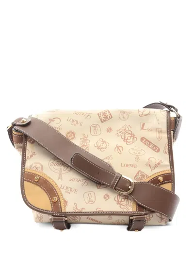 Pre-owned Loewe 2000s 160th Anniversary Logo Shoulder Bag In Neutral