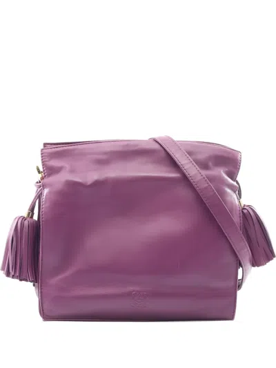 Pre-owned Loewe 2000s 22 Flamenco Tassel Leather Shoulder Bag In Purple