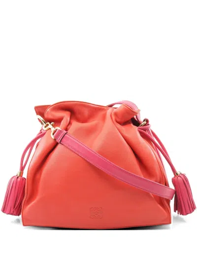 Pre-owned Loewe 2000s 30 Flamenco Bucket Bag In Red