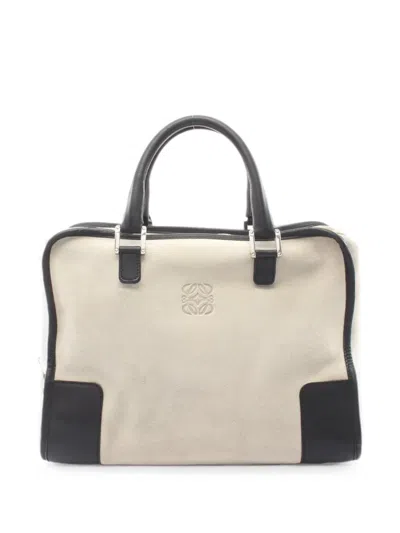 Pre-owned Loewe 2000s 32 Amazona Suede Tote Bag In Neutral