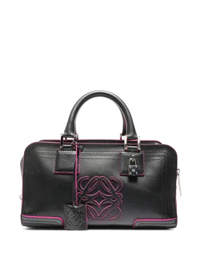Pre-owned Loewe 2000s Amazona 28 Anagram Leather Handbag In Black