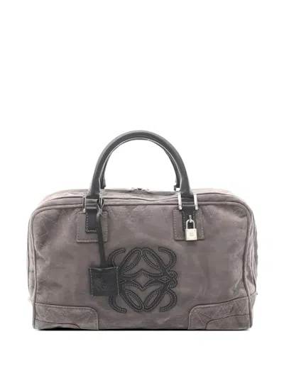 Pre-owned Loewe 2000s Amazona 36 Quilted Tote Bag In Gray