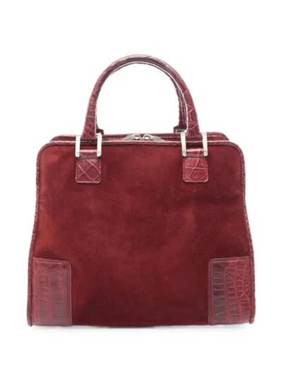 Pre-owned Loewe 2000s Amazona Suede Handbag In Red