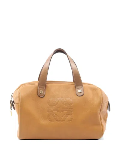 Pre-owned Loewe 2000s Anagram Boston Shoulder Bag In Brown