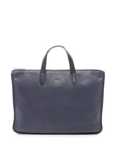 Pre-owned Loewe 2000s Anagram Briefcase In Blue