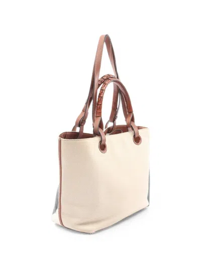 Pre-owned Loewe 2000s Anagram Canvas Tote Bag In Neutral