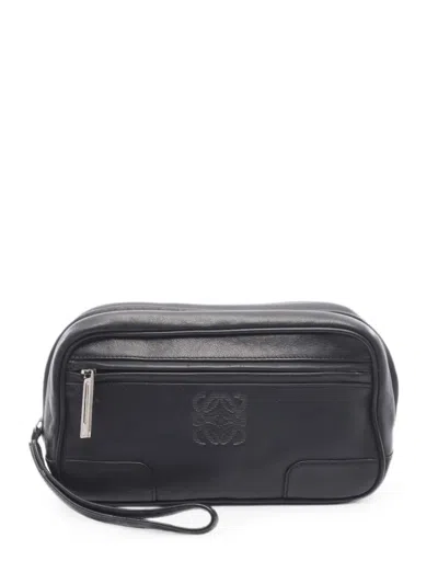 Pre-owned Loewe 2000s Anagram Clutch Bag In Black