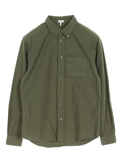 Pre-owned Loewe 2000s Anagram Cotton Shirt In Green
