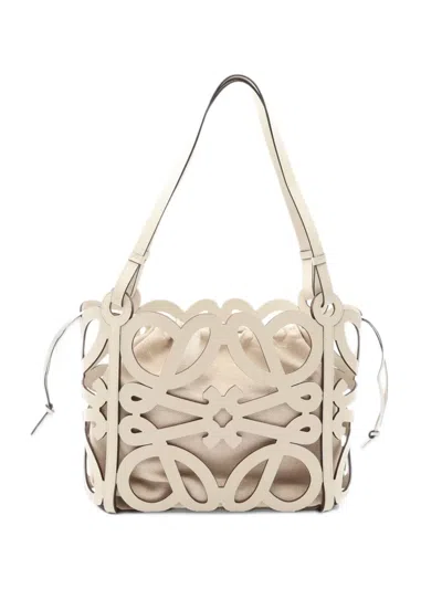 Pre-owned Loewe 2000s Anagram Cut-out Tote Bag In Neutrals