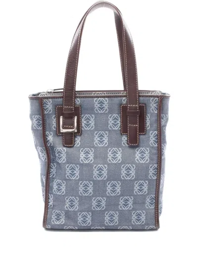 Pre-owned Loewe 2000s Anagram Denim Handbag In Blue