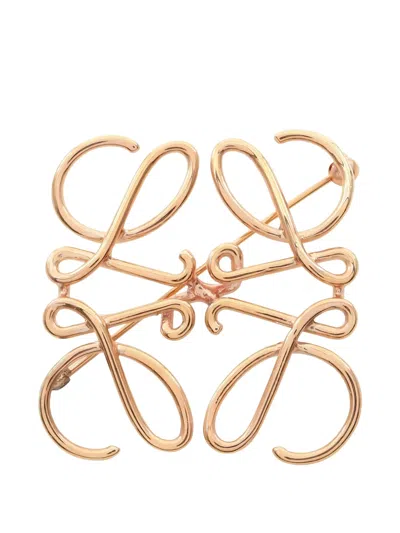 Pre-owned Loewe 2000s Anagram Gold-plated Brooch In Pink