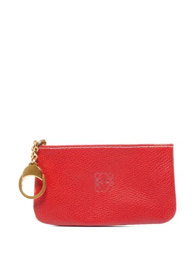 Pre-owned Loewe 2000s Anagram Leather Pouch In Red
