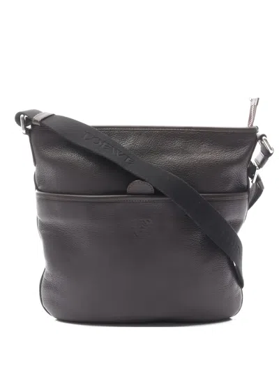 Pre-owned Loewe 2000s Anagram Leather Shoulder Bag In Brown