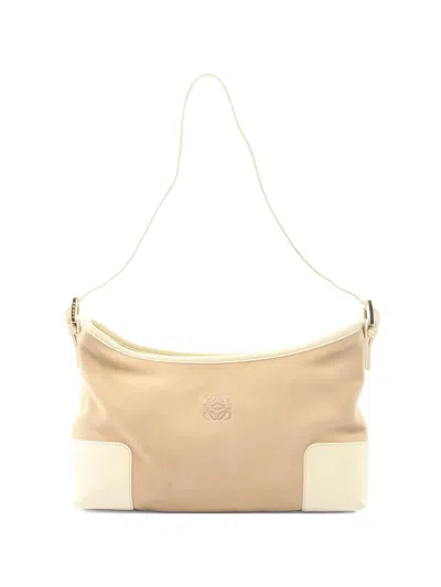 Pre-owned Loewe 2000s Anagram Leather Shoulder Bag In Neutral