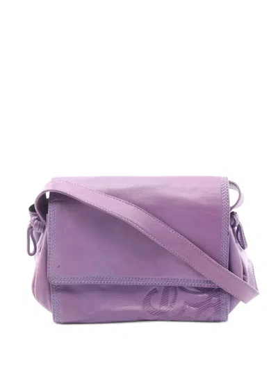 Pre-owned Loewe 2000s Anagram Leather Shoulder Bag In Purple
