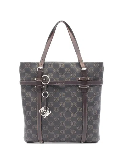 Pre-owned Loewe 2000s Anagram Leather Tote Bag In Brown