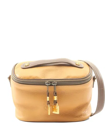 Pre-owned Loewe 2000s Anagram Leather Vanity Bag In Neutral